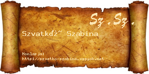 Szvatkó Szabina névjegykártya